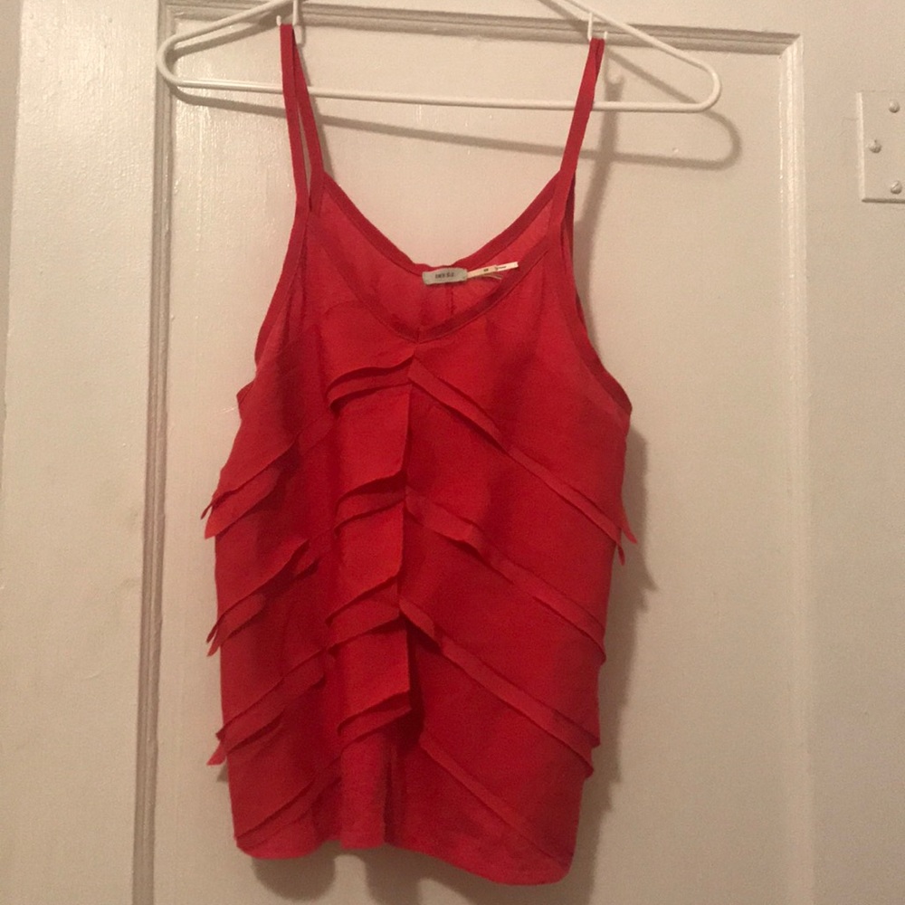 Pink ruffle tank